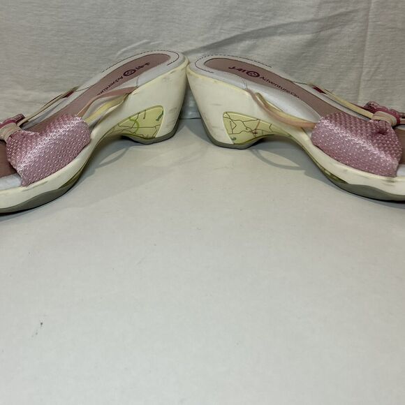 J-41 Adventure on Size 8.5 Jeep Pink & White Strappy Open Toe Wedge Sandals - Picture 3 of 7